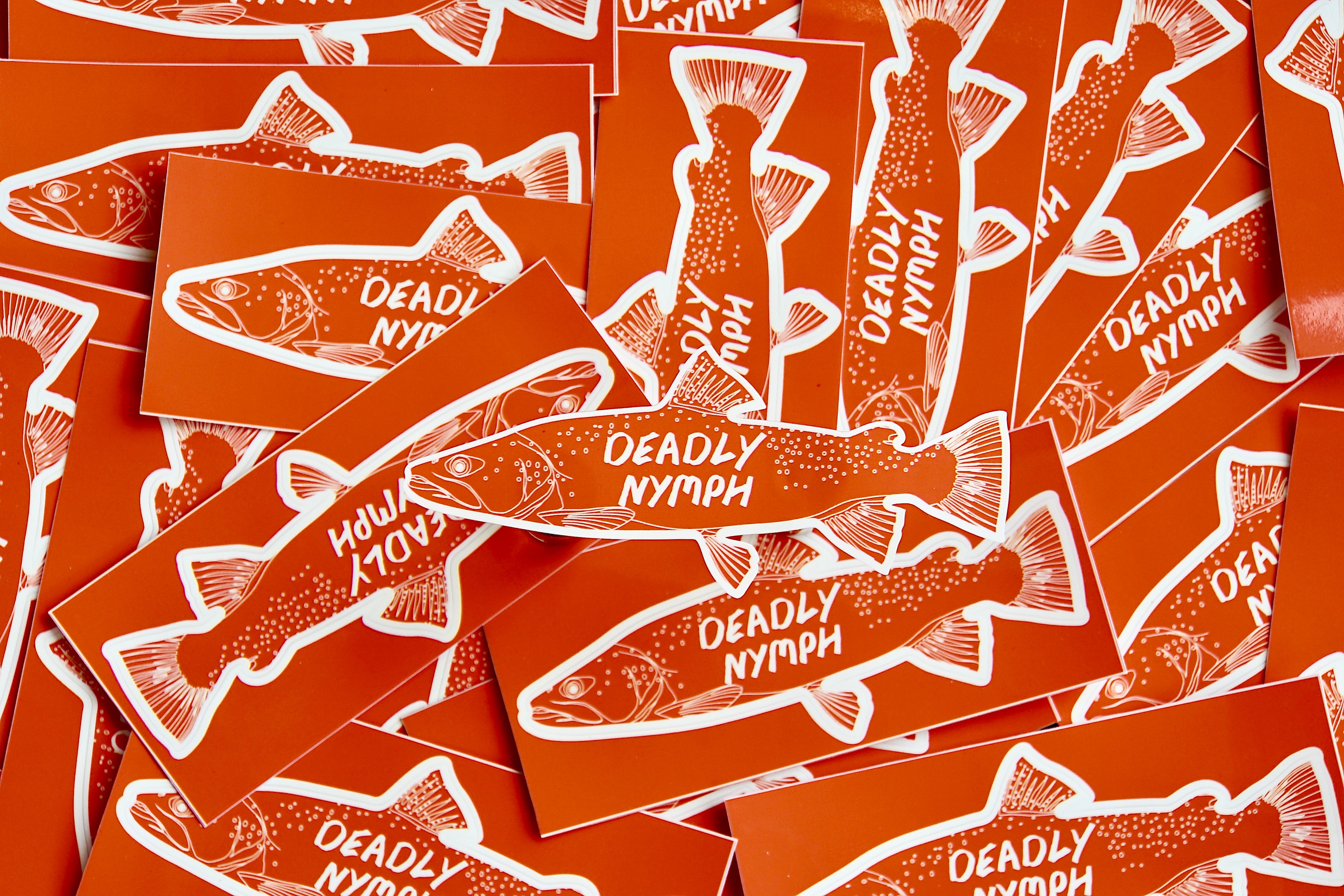 Famous NZ Trout-Sticker-Orange-Deadly Nymph