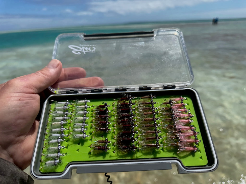 Loaded 11-Slim-Bonefish-Torpedo Shrimp-Fly Box-Mix