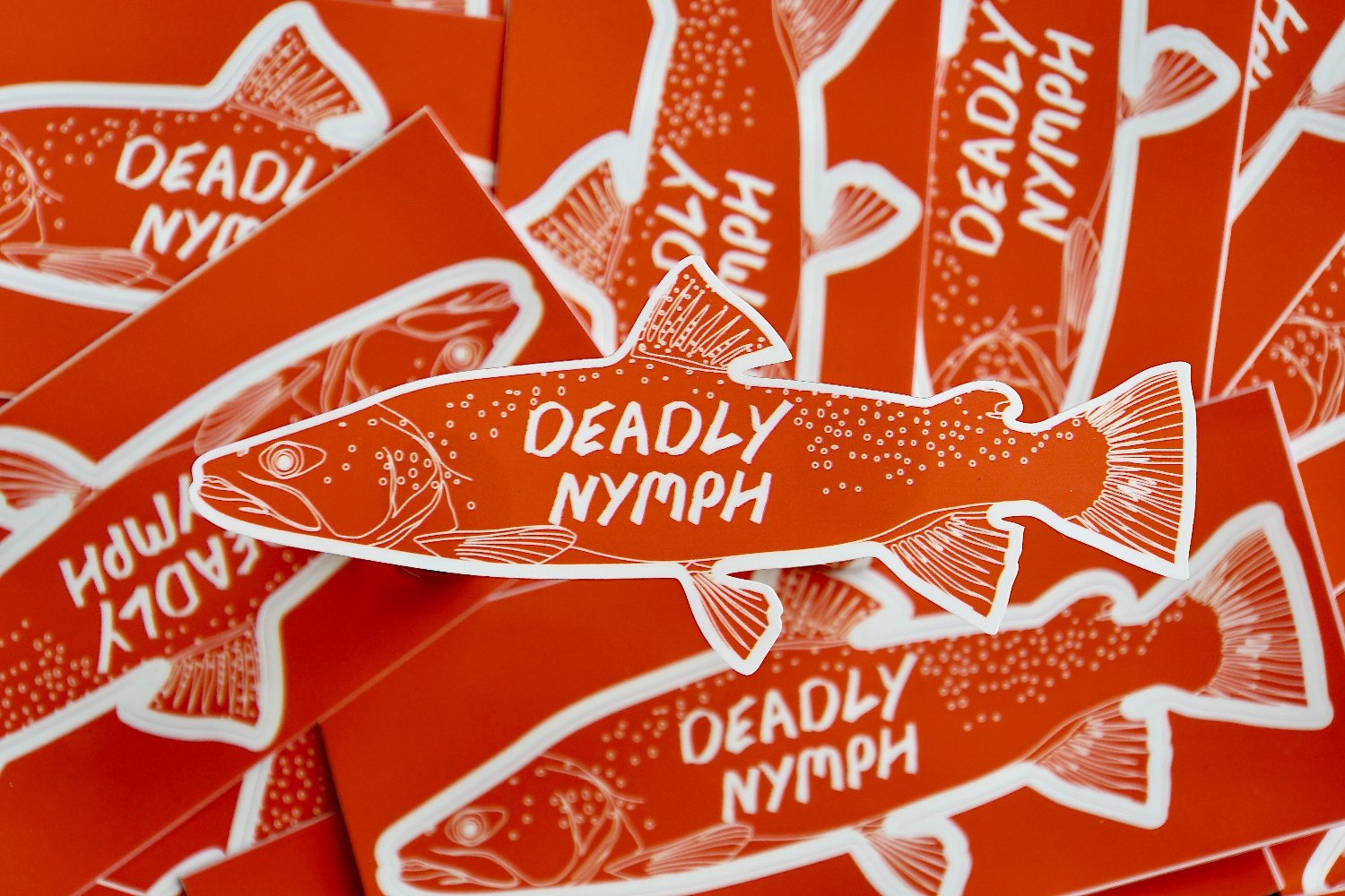 Famous NZ Trout-Sticker-Orange-Deadly Nymph