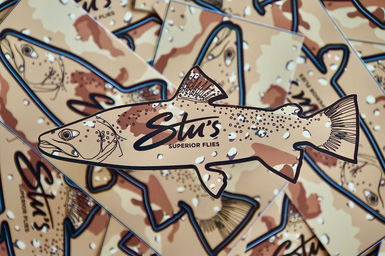 Famous NZ Trout-Sticker-Sand Camo