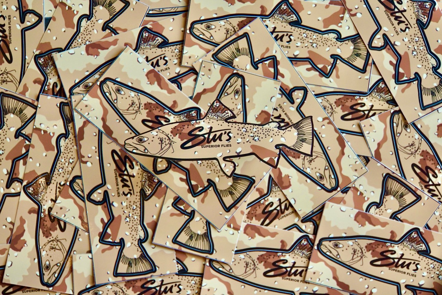 Famous NZ Trout-Sticker-Sand Camo